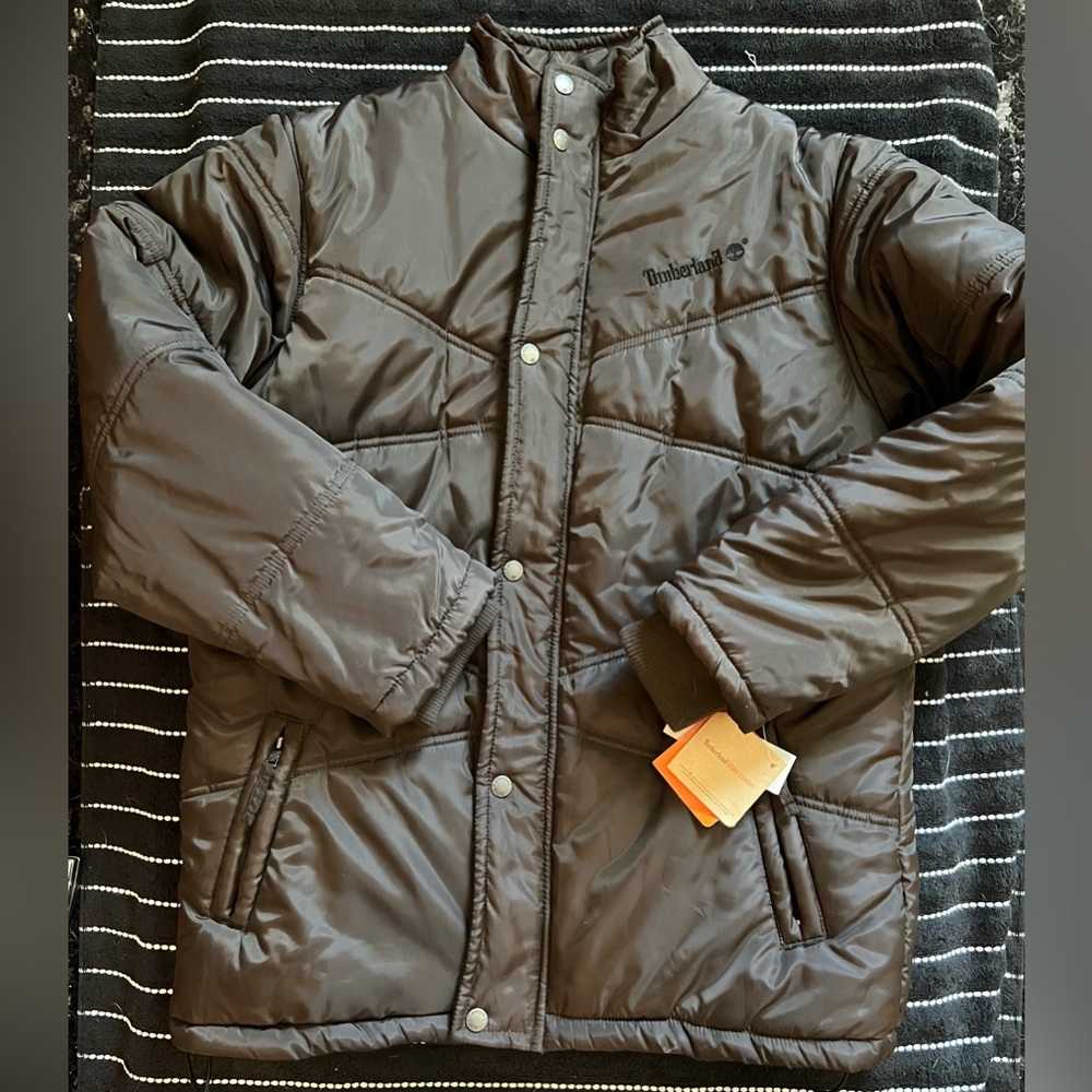 NWT. Timberland Dark Brown Puffer Coat. Sz L.